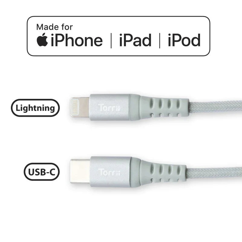 Torrii Kevable Type-C To Lightning Cable 1m - Silver - Tashqila Torrii Kevable Type-C To Lightning Cable 1m - Silver - Tashqila